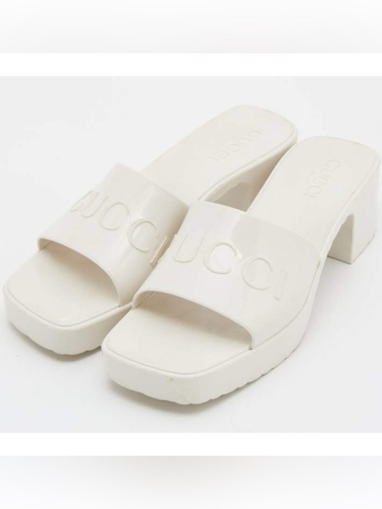 Gucci Shoes - Gucci, rubber block, low heel slides, size 41 made in Italy